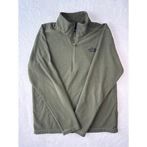 The North Face Fleece Pullover Men Size Large TKA 100 Quarter Zip Green Jacket